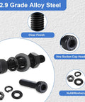 620 Pcs M6 Screw Assortment Kit For 3D Printers with hex socket head, nuts, washers in black zinc plated alloy steel