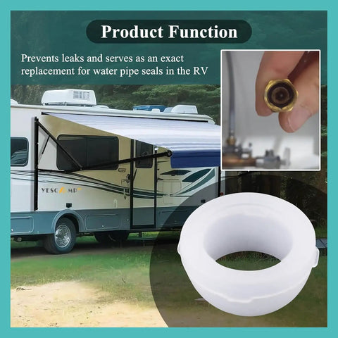 Plastic Santoprene Swivel Seal Kit Easy Install Half Inch PEX For RV Water Lines Includes 10 Gasket Cones Fits PEX Fittings And Swivel Connectors Replacement Washer For RV Plumbing, white seal ring