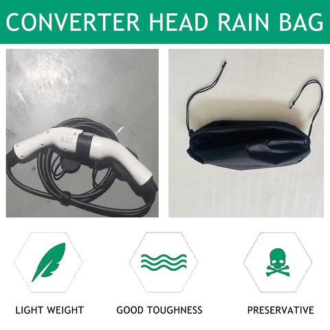 Tough As Nails EV Charger Plug Cover Heavy Duty Waterproof Shield with Converter Head Rain Bag for electric vehicle protection.
