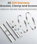 Heavy Duty Stainless Steel Pole Mount Bracket Kit With Adjustable 2 To 8 Inch Clamps For Electrical Boxes And Outdoor Devices 9.8 Inch Brackets Rust Resistant 304 Grade Includes 2 Brackets 2 Clamps And 4 Screws on white background