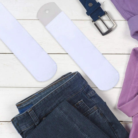 Aluminum Straight Sock Jigs For Sublimation Projects Flat Sock Press Inserts with hanging hole on wooden background