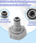 Durable 1.25 Inch Pool Hose Drain Adapter For Above Ground Pools Replacement 2 Pack Leak Proof Connector Fitting Compatible With P6H1419 And Most Standard Drain Kits, showing heavy-duty plastic and rubber gasket.