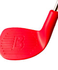 Backyard Golf Club With Oversized Head For Easy Swings, right-handed adult 13 plus, red dense plastic head, steel shaft close-up