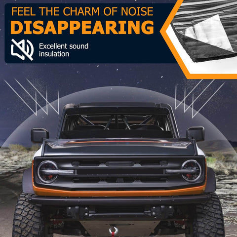 394 Mil 40 Inch By 40 Inch Car Sound And Heat Dampening Insulation Mat Deadener With Waterproof Aluminum Top Layer, car front view