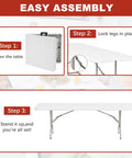 Heavy Duty Eight Foot Folding Table Fold In Half Utility Table For Indoor Outdoor Use Great For Camping Picnics Parties Easy Assembly Steps