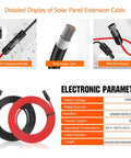 10 AWG Solar Extension Cable 50 Ft Red And Black With Universal Solar Connectors Plug And Play Weatherproof PV Wire details