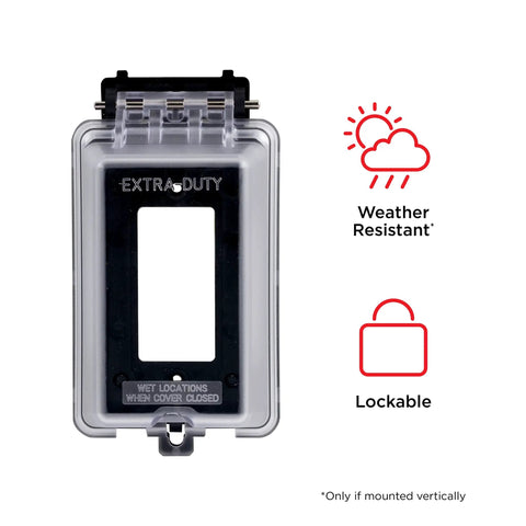 Weatherproof Outdoor Outlet Cover For Single Gang Electrical Box, UV Stabilized Polycarbonate, Impact Resistant, Black
