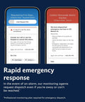 No Sweat Smoke And Carbon Monoxide Alarm Listener With Seamless Smart Home Hookup showing emergency response screen on smartphone.