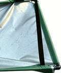 Close-up of the fabric and frame of a Garden Rain Collector Kit For Eco Friendly Water Harvesting With Hose And Filter System Tool Free Assembly