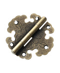 Vintage Round Flower Hinge Kit For Jewelry Boxes And Small Cabinets Rock Solid Zinc Alloy Build Top Shelf Antiqued Finish decorative hinge close-up