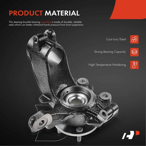 Front Left Steering Knuckle And Wheel Bearing Hub Assembly For Ford Focus 2012 2018 Hatchback And Sedan 5 Lug Driver Side Direct Fit Replacement Part Plug And Play OEM Compatible Ready cast iron steel