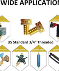 Easy Fix Drip Irrigation Hose Adapter For Garden Tubing To Faucet 5/8 Inch Barbed Connector, brass fittings with 3/4 threaded use