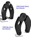 Adjustable Gland Nut Wrench For Hydraulic Cylinders On Farm And Construction Equipment, Reversible Pinholes For One Quarter Inch And Seven Thirty Second Inch, Fits Small Gland Nuts From One Inch To Three And Three Quarter Inch, One Half Inch Drive