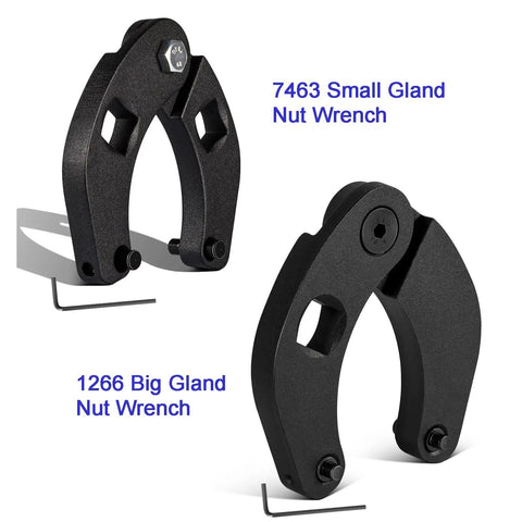 Adjustable Gland Nut Wrench For Hydraulic Cylinders On Farm And Construction Equipment, Reversible Pinholes For One Quarter Inch And Seven Thirty Second Inch, Fits Small Gland Nuts From One Inch To Three And Three Quarter Inch, One Half Inch Drive