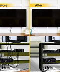 Before and after using Nine Channel Cable Raceway Kit With Open Slot Duct And Cover For Wall Concealer Cable Management