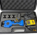 Top Tier Lightweight 12V Electric Cold Crimping Tool Ga-50Km Battery Terminal Pliers with battery and charger in a storage case.