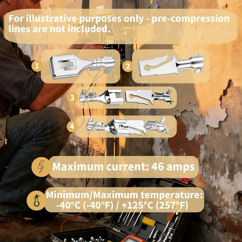 Get This Awesome 50 Pc Electrical Terminals Kit With Male Female Spade Connectors Made Of Durable Tin Plated Brass For Quick Car Fixes And Home Wiring That Lasts All Day Long Without Any Fading Or Breaking Down. tin-plated brass terminals, 46A max
