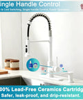GICASA Kitchen Faucet - Pull Down Sprayer,High arc Commercial Stainless Steel Kitchen Sink Faucet White in a kitchen setting.