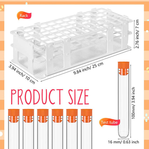 120 Pcs Plastic Test Tubes With Rack 16 By 100Mm Tubes With Caps 60 Hole Rack All In One For Scientific Experiments Candy