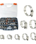 Pro Grade 304 Stainless Steel Adjustable Worm Gear Hose Clamps Kit with 200 Piece Assortment in storage case
