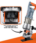 Heavy Duty 1300W Electric Hydraulic Hole Puncher For Metal Plates Up To 6 mm Thick with locking cap for stability, orange grey