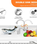 Beefy All Weather Folding Fish Cleaning Table With Dual Sinks showcasing 360-degree faucet and drain features