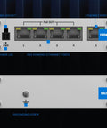 Front and back view of TSW100 Industrial PoE Plus Unmanaged Ethernet Switch with 5 Gigabit Ports and 4 PoE Plus Ports.