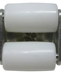7/8-Inch Threaded Stem Appliance Caster Set With Dual Wheels White 4-Pack Low Profile 1-1/2-Inch Wide Twin Wheels Jam Nuts For Easy Alignment And Height Adjustment To Replace Refrigerator And Freezer Factory Wheels, view of white dual wheels.