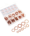 Grab This Awesome 200 Piece Copper Oil Seal Washer Set With Flat Gasket Kit For Industrial Sealing And Repair Jobs That Need Reliable Durability And Rust Resistance Without Any Burrs Or Scratches., copper washer set in plastic case with assorted flat gaskets