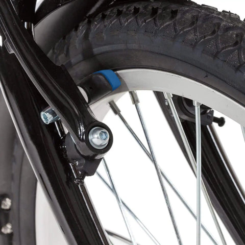 V Brake Pad Set For 70mm Bicycle Brakes 2 Pairs Universal Shoes installed on bike wheel close-up with blue anti sand wear design