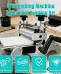Desktop Intaglio Relief Printmaking Press With Manual Roller And Hand Crank Pro Grade Steel Plate Welded Frame on table