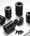 Various Rigid Single Split Shaft Couplings For One-Half To Three-Eighths Inch Bore, Black Oxide Coated With Set Screws