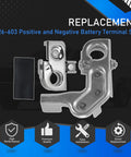 Positive And Negative Battery Terminal Set For Ford Super Duty F 250 350 450 And Chevy Silverado 2500 3500 Replaces BT4Z 14450 SD BT4Z 14450 BA Copper Alloy Rugged And Corrosion Resistant High Performance Electrical System Upgrade with high conductivity and easy installation symbols.