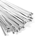Heavy Duty 11.8 Inch Metal Zip Ties, 304 Stainless Steel Self Locking Cable Ties For Outdoor Use, 100 Pack, showing bundled ties