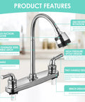Kickass Tool Free Rv Kitchen Faucet Featuring Flexible Spout And Lightweight Abs Construction Built For Campers Motorhomes And Travel Trailers Delivers Smooth Flow And No Sweat Setup For Your Next Road Trip, showcasing multi-function sprayer and high-pressure spout design.