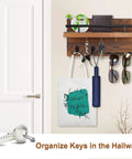 Wall Mounted Key Holder And Hangers With Five Key Hooks No Fuss Wooden Mail Rack Organizer With Shelf Rustic Home Decor