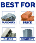 Image showing materials best for demolition using Moil Point Hammer Bit: masonry, brick, block, and concrete.
