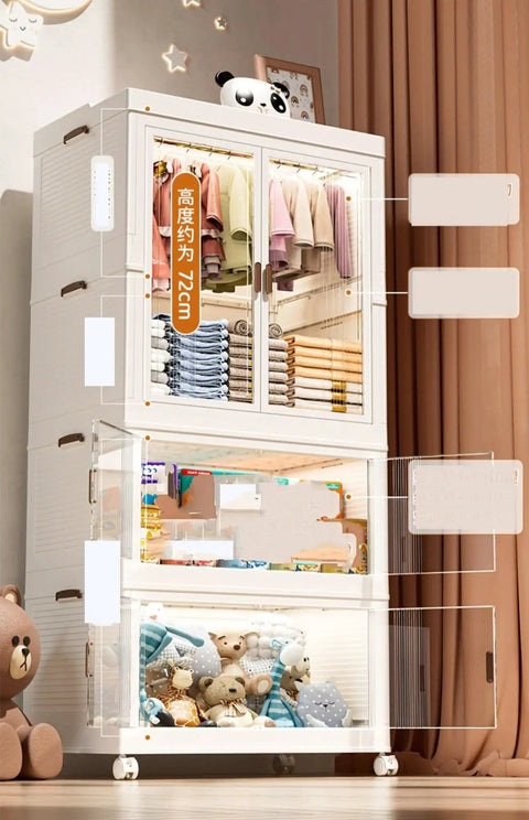 Knockout Portable Foldable Wardrobe Closet Multi Tier Storage Organizer With Heavy Duty Fabric Build No Sweat Assembly Roomy Fit For All Your Daily Threads And Slick Living Room Organization Setup