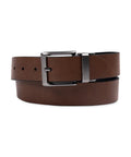 Men's Reversible Casual Belt Two Looks In One Buckle Switches From Brown To Black X Large Durable Leather Strap Display.