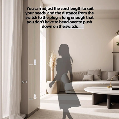 Plug In Pendant Light With 15 Foot Hanging Cord And Toggle Switch Natural Linen Drum Shade E26 Bulb Socket Modern Beige Fixture in living room, showing adjustable cord length.
