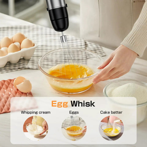 Killer 1100W Immersion Handheld Blender 3 In 1 Set With Trigger Speed Control Whisk Milk Frother Emulsifier mixing eggs in bowl