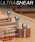 Finger Grip Groove Router Bit For One Inch Boards With One Quarter Inch Shank resting on wood surface