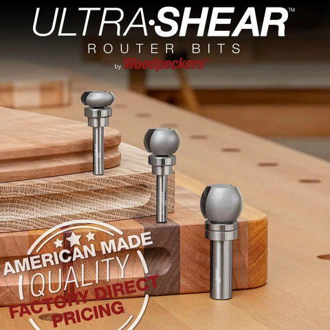Finger Grip Groove Router Bit For One Inch Boards With One Quarter Inch Shank resting on wood surface