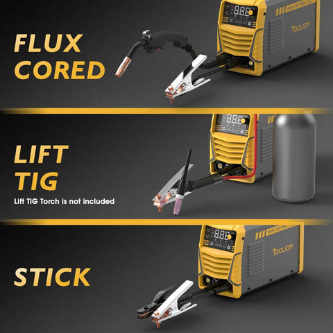 Gasless Flux Core MIG Welder 3 In 1 With MIG Stick And Lift TIG Capabilities 110V DC Inverter LCD Display 135A Output in use