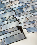 Blue Marble Peel And Stick Backsplash Tiles 12x12 Self Adhesive Removable For Kitchen And Bathroom with realistic 3D texture.