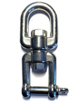 Marine Grade Stainless Steel 316 Anchor Swivel Featuring Heavy Duty Eye And Jaw One Half Inch Thick Rust Proof Marine Hardware Built Tough As Nails To Handle 2750 Pounds While Spinning Butter Smooth For Zero Messy Lines All Day Long, showing the swivel's polished finish.