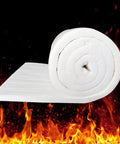Front view: white ceramic fiber insulation blanket roll, 24x12 in, 1 in thick.