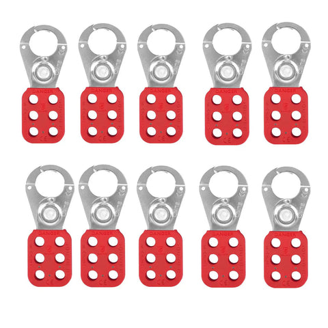 Top Shelf 10 Pack Lock Out Tag Out Hasps Rock Solid Stainless Steel Safety Hardware With Nylon Handles And One Inch Jaws Built Tough For Industrial Workflow Control And Daily Grind Protection