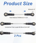 Two Pcs Adjustable Turnbuckles Camber Link 79 89mm Turnbuckle Rods for RC Car shown with size measurements