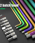 Check Out This Sick Extra Long Ball End Allen Wrench Set Covering 1.5 To 10mm Metric Hex Keys With S2 Steel Tough Build For Biking Auto Repair And Deep Hole Diy Projects That Get You Out Of Any Tight Spot Easily With Precision Colors. S2 steel ball end hex keys, 1.5-10mm, angled view